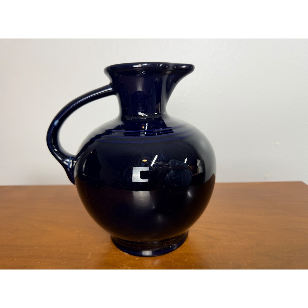 Fiesta Pitcher Cobalt Blue Juice Jug Art Deco USA Pottery Ceramic Vintage